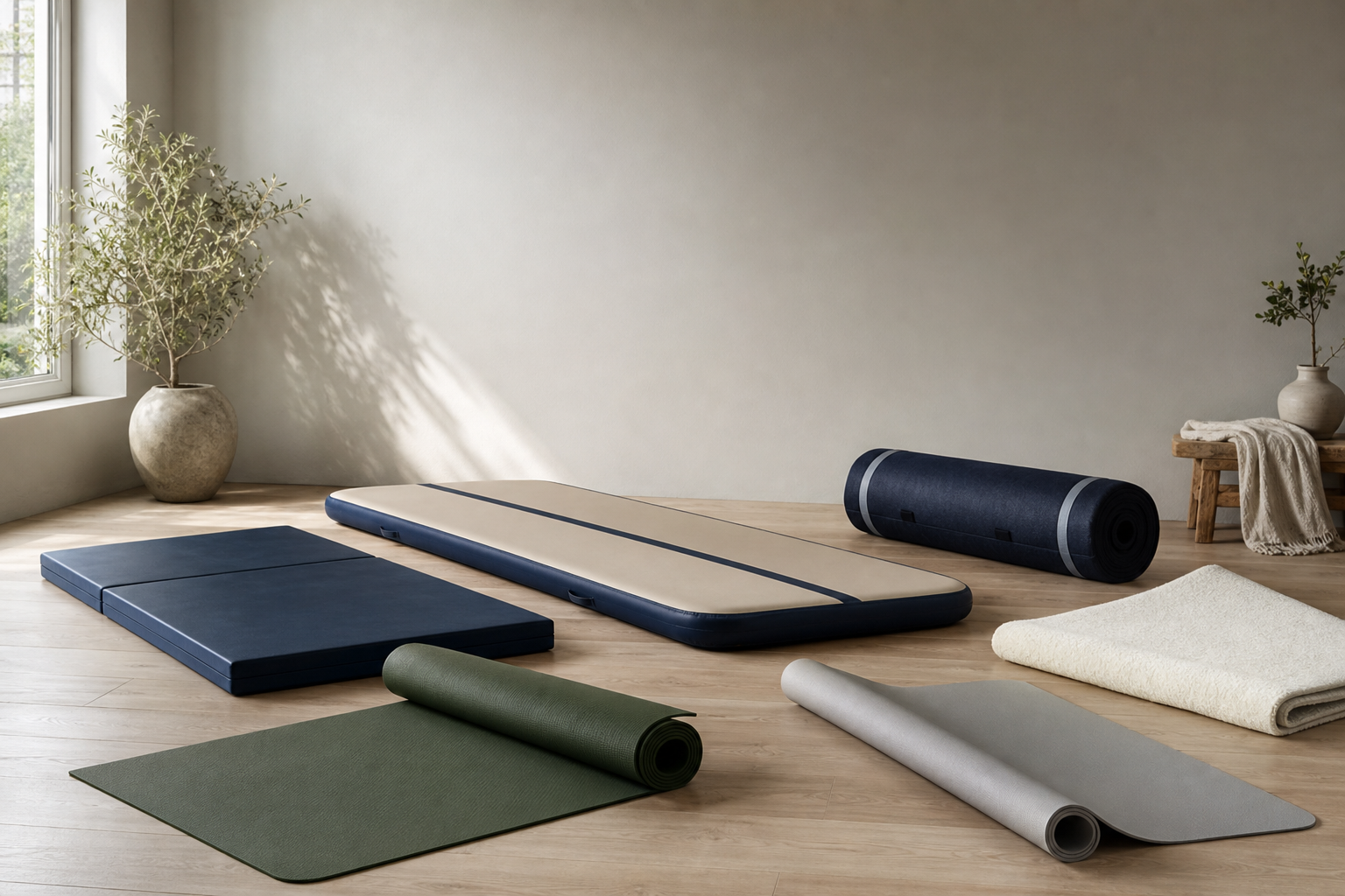 Flera yogamattor jämförs i vårt test